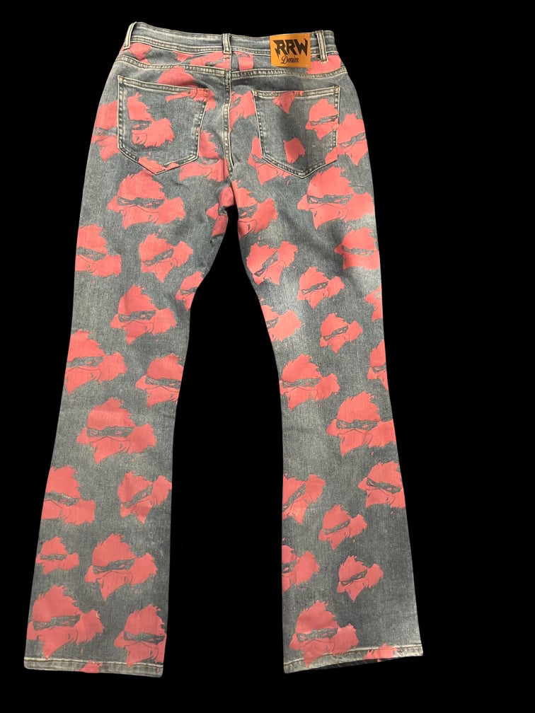 RRW Pink Denim Flare Jeans