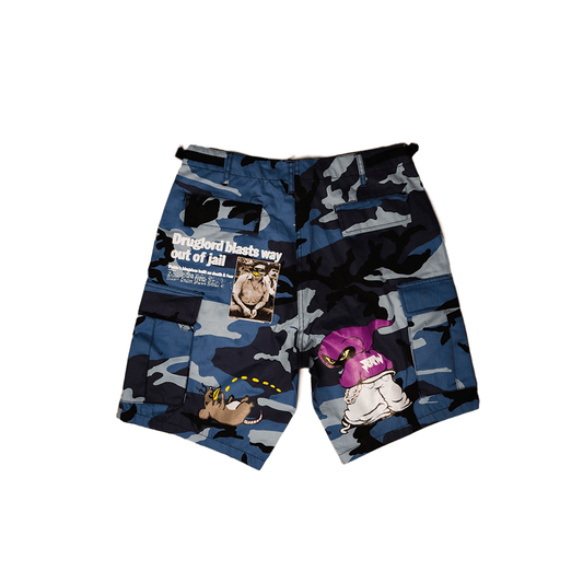 Piss On Rats Blue Camo Shorts - Road Runners World Global