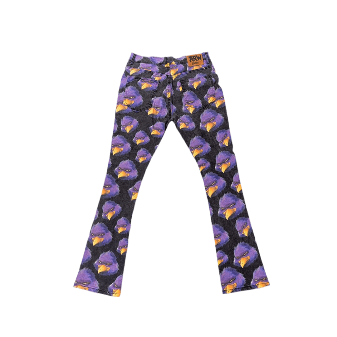 RRW Black / Purple Flare Denim Jeans - Road Runners World Global