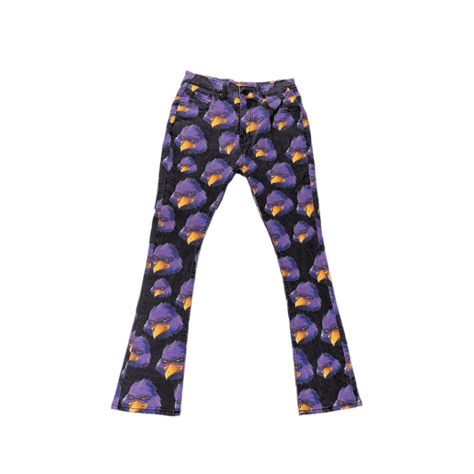 RRW Black / Purple Flare Denim Jeans - Road Runners World Global