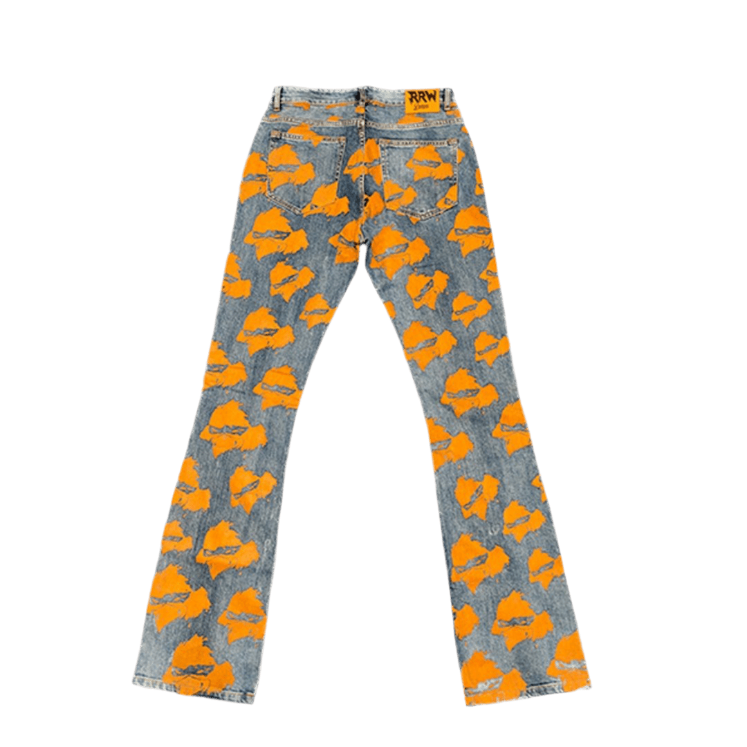 RRW Orange Flare Denim Jeans - Road Runners World Global