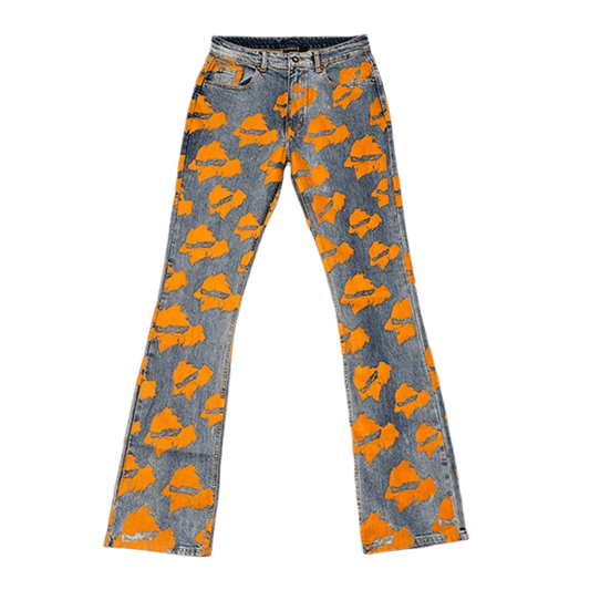 RRW Orange Flare Denim Jeans - Road Runners World Global