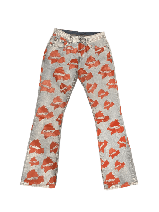 RRW Red Flare Denim Jeans - Road Runners World Global