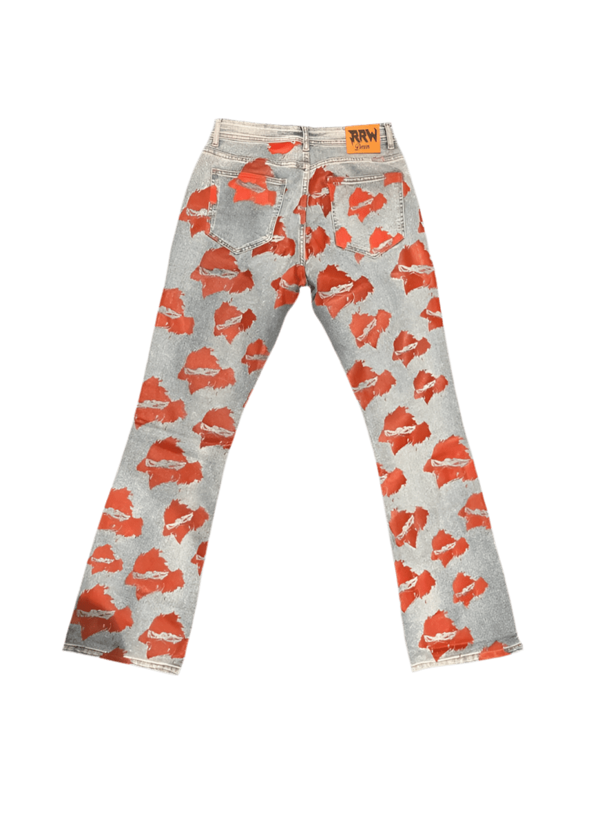 RRW Red Flare Denim Jeans - Road Runners World Global