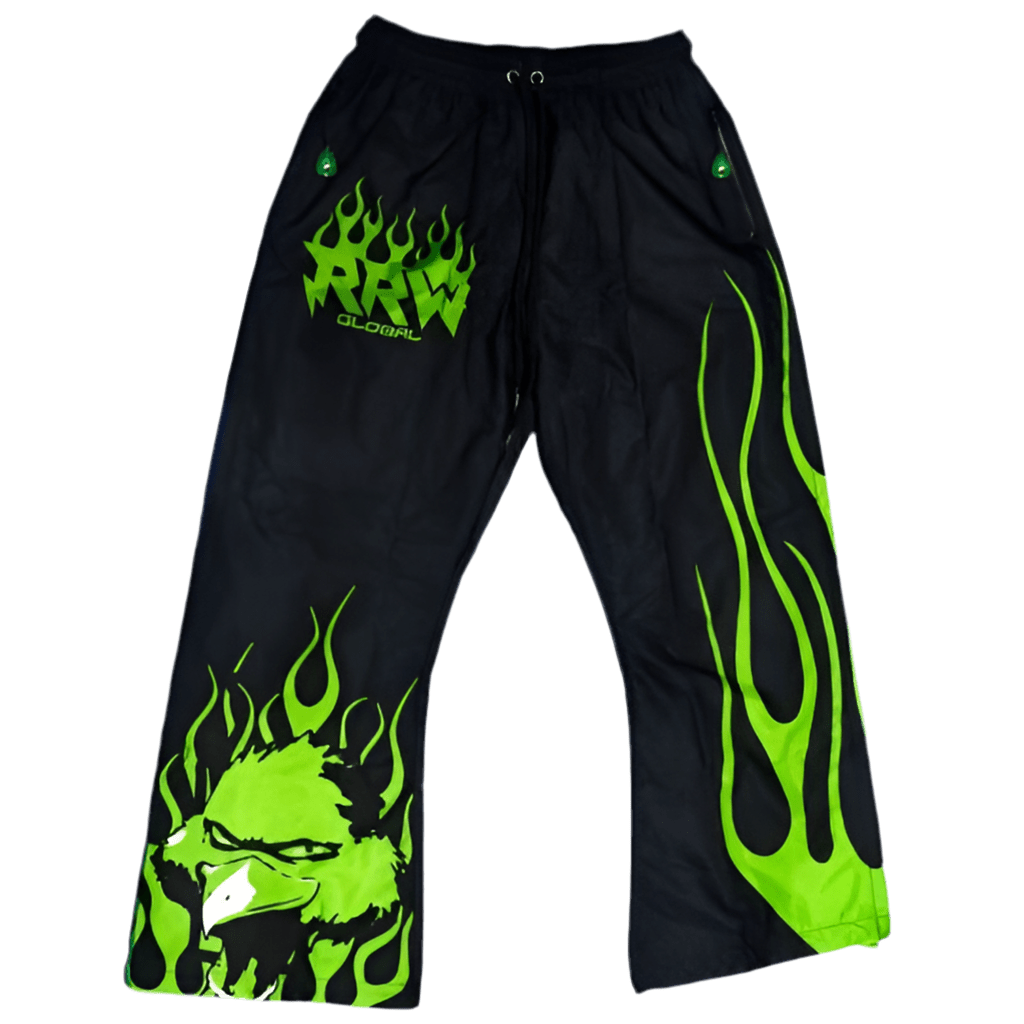 RRW RETRO FLAME WINDBREAKER SET (NEON GREEN) - Road Runners World Global