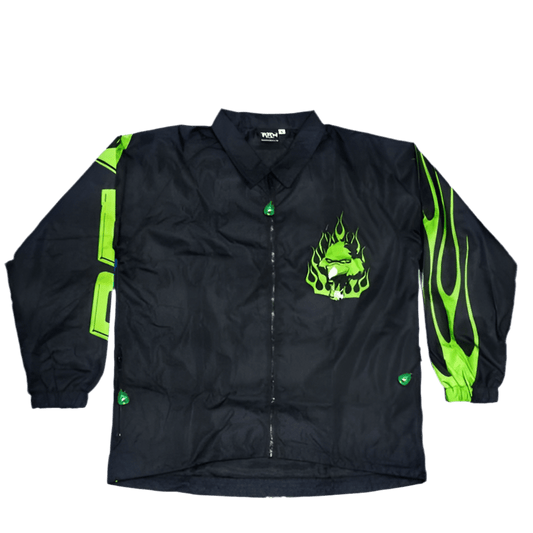 RRW RETRO FLAME WINDBREAKER SET (NEON GREEN) - Road Runners World Global
