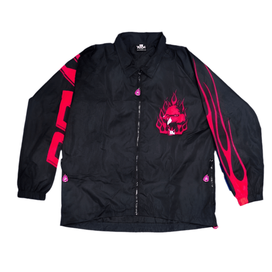 RRW RETRO FLAME WINDBREAKER SET (NEON PINK) - Road Runners World Global