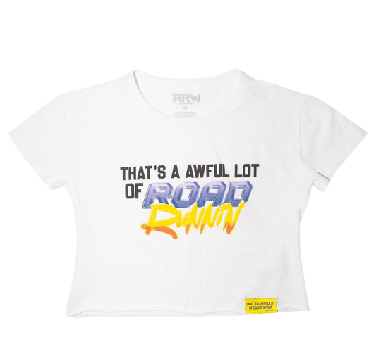 White Awful Lot of Roadrunin Crop Top - Road Runners World Global