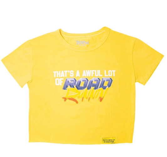 Yellow Awful Lot of Roadrunin Crop Top Womens - Road Runners World Global
