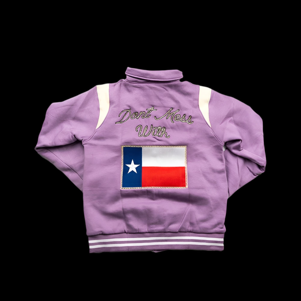 Don’t Mess With Texas Bluebonnet Letterman Jacket (Lavender) - Road Runners World Global
