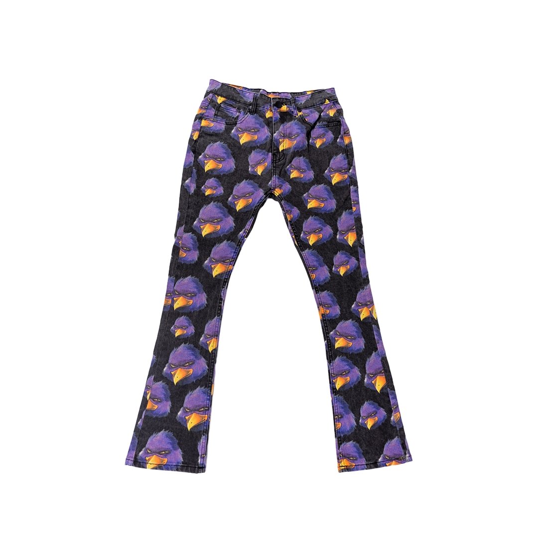 RRW Black / Purple Flare Jeans - Road Runners World Global