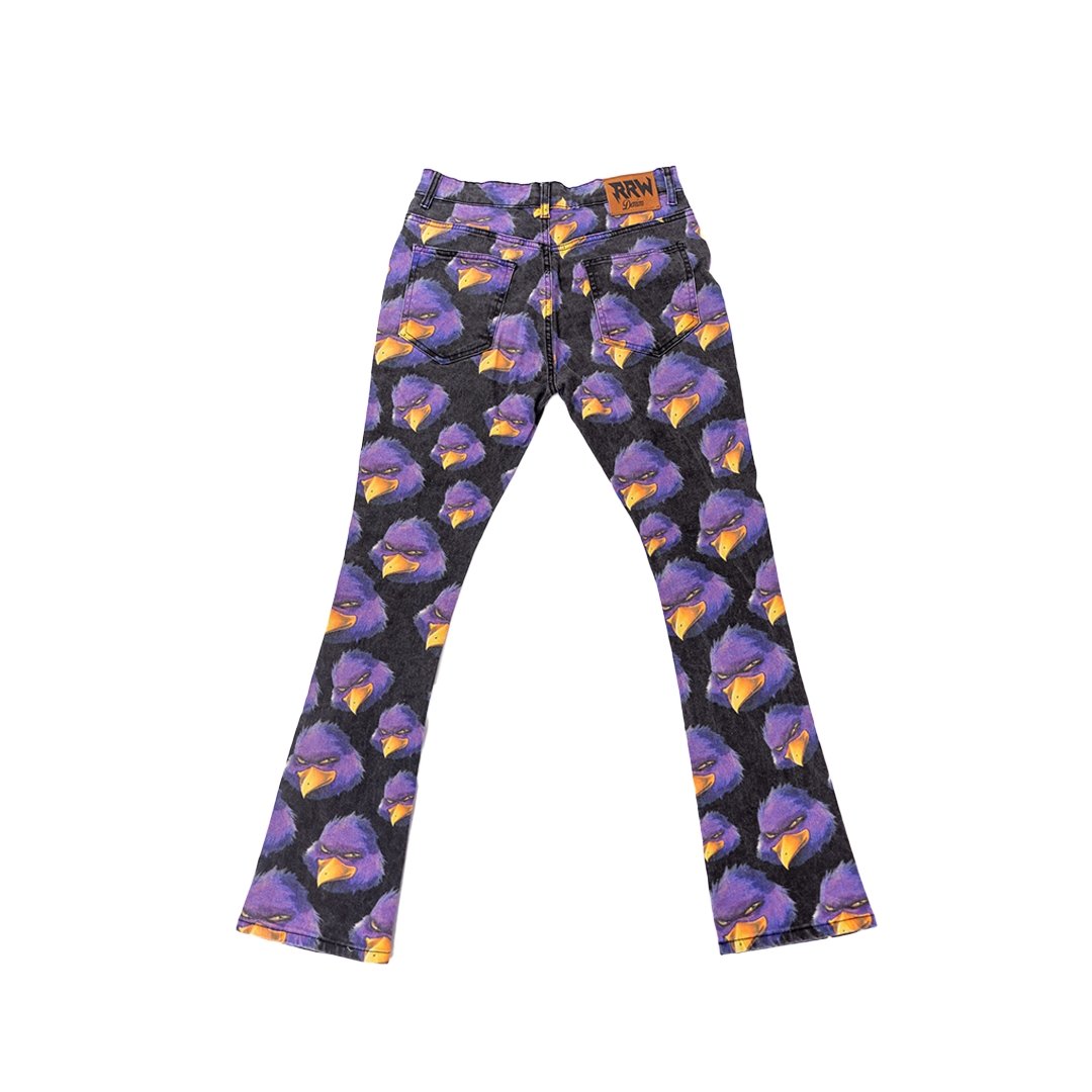RRW Black / Purple Flare Jeans - Road Runners World Global