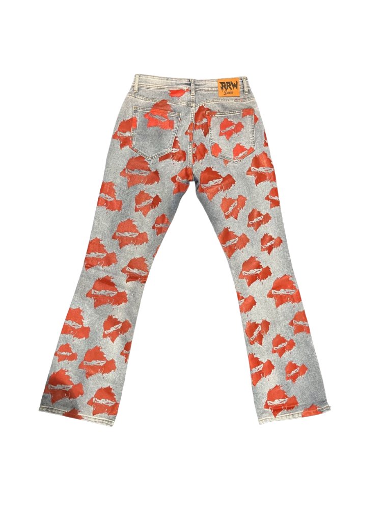 RRW Red Flare Denim Jeans - Road Runners World Global