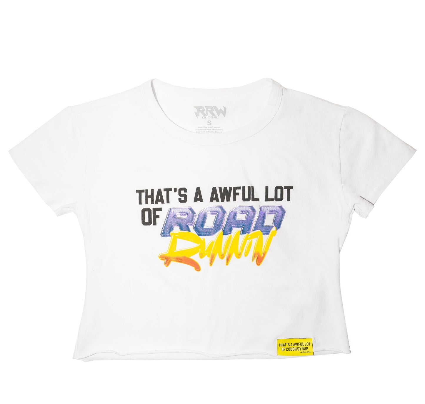 White Awful Lot of Roadrunin Crop Top - Road Runners World Global