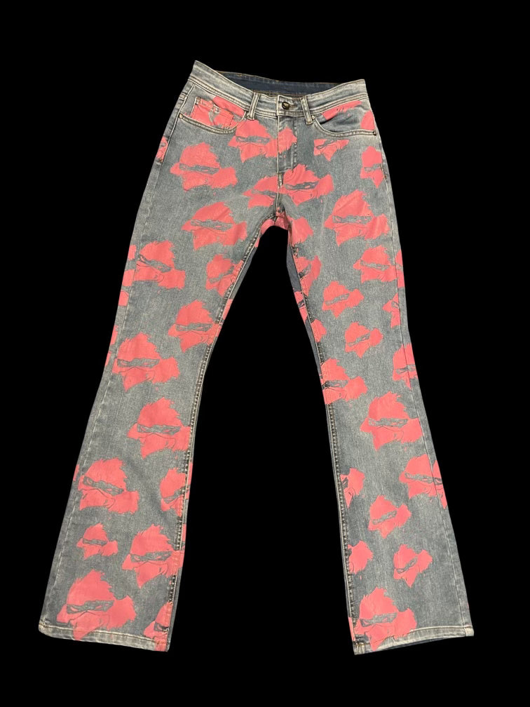 RRW Pink Denim Flare Jeans