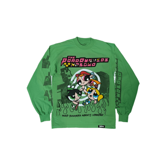 RRW x PowerPuff Green Longsleeve - Road Runners World Global