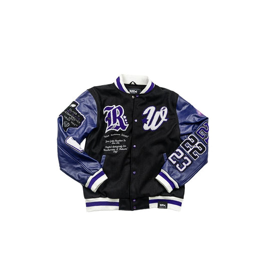 RRW State Champions Leather Varsity Jacket (Black) - Road Runners World Global